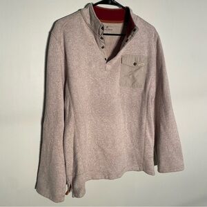 EUC WOOLRICH L/S 1/2 Snap Button High Neck Henley Sweater Top Beige M1763 MENS M